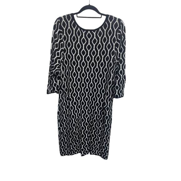 Lane Bryant Cozy Chic Black White Geometric Print Knit Sweater Tunic Dress - Picture 4 of 13